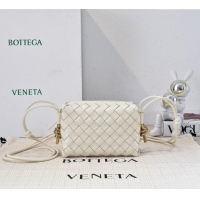 Inexpensive Bottega Veneta Mini Loop Camera Bag in Intrecciato Leather 723547 White 2025