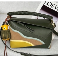 Well Crafted Loewe Small Puzzle Edge Landscape bag in nappa calfskin L5008 Bottle Green 2025 (No Charm)