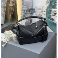 Luxury Cheap Loewe Small Puzzle Biker Bag In Shiny Calfskin 0925 Black 2025