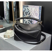 Buy Discount Loewe Small Puzzle Bag In Smooth Calfskin With Woven Handle 0925 Black 2025