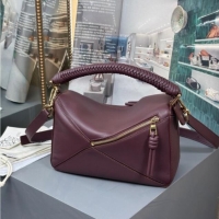 Spot Discount Loewe Small Puzzle Bag In Smooth Calfskin With Woven Handle 0925 Dark Burgundy 2025
