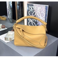 Unique Promotional Loewe Small Puzzle Bag In Smooth Calfskin With Woven Handle 0925 Yellow 2025