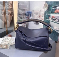 Best Product Loewe Small Puzzle Bag In Smooth Calfskin With Woven Handle 0925 Blue 2025