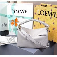Best Product Loewe Small Puzzle Bag In Smooth Calfskin With Woven Handle 0925 Grey 2025