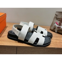 Most Popular Hermes Genius Strap Sandals in Grained Leather White 2025 H082011 0820163