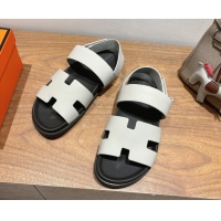 Charming Hermes Genius Strap Sandals in Calfskin Leather White H082011 0820167