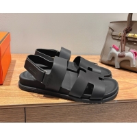 Best Price Hermes Genius Strap Sandals in Calfskin Leather Black 2025 H082011 0820168