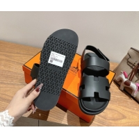 Best Price Hermes Genius Strap Sandals in Calfskin Leather Black 2025 H082011 0820168