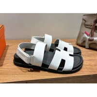 Purchase Hermes Genius Strap Sandals in Calfskin Leather White 2025 H082011 0820170