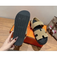 New Style Hermes Genius Strap Sandals in Suede Beige 2025 H082011 0820175