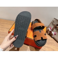 Durable Hermes Genius Strap Sandals in Suede Tan H082011 0820176