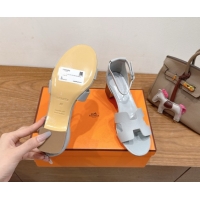 Most Popular Hermes Encens Heel Sandals 5cm in Epsom Calfskin Light Grey H082012 0820182