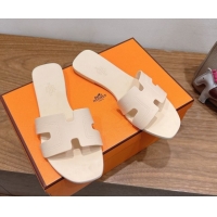 Good Quality Hermes Oran Classic Flat Slides Sandal in Stitching Rubber Light Nude 0820190