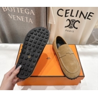 Promotion Hermes Lazy Loafers in Suede H090802 Brown