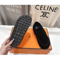 Low Price Hermes Lazy Loafers in Suede H090805 Black