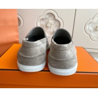 Shop Hermes Job Loafers in Suede H090807 Grey