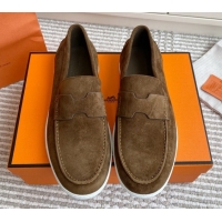 Promotional Hermes Job Loafers in Suede H090809 Brown