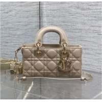 Luxury Cheap Dior Mini Lady D-Joy Bag in Cannage Lambskin M0636 Light Beige 2025
