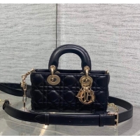 Luxurious Dior Mini Lady D-Joy Bag in Cannage Lambskin M0636 Black 2025