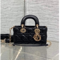 Luxurious Dior Mini Lady D-Joy Bag in Cannage Lambskin M0636 Black 2025