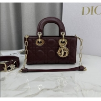 Traditional Specials Dior Mini Lady D-Joy Bag in Cannage Lambskin M0636 Burgundy 2025