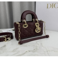 Traditional Specials Dior Mini Lady D-Joy Bag in Cannage Lambskin M0636 Burgundy 2025
