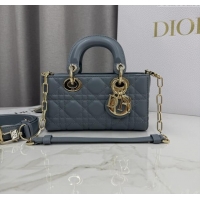 Famous Brand Dior Mini Lady D-Joy Bag in Cannage Lambskin M0636 Dusty Blue 2025