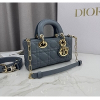 Famous Brand Dior Mini Lady D-Joy Bag in Cannage Lambskin M0636 Dusty Blue 2025