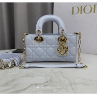Luxury Discount Dior Mini Lady D-Joy Bag in Cannage Lambskin M0636 Ice Blue 2025