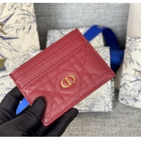 Good Taste Dior Caro Freesia Card Holder in Supple Cannage Calfskin S5130 Red 2025