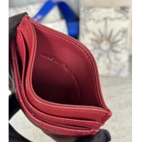 Good Taste Dior Caro Freesia Card Holder in Supple Cannage Calfskin S5130 Red 2025