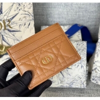Buy Fashionable Dior Caro Freesia Card Holder in Supple Cannage Calfskin S5130 Brown 2025