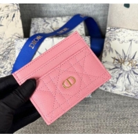 Well Crafted Dior Caro Freesia Card Holder in Supple Cannage Calfskin S5130 Pink 2025