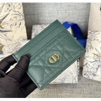 Good Product Dior Caro Freesia Card Holder in Supple Cannage Calfskin S5130 Dark Green 2025