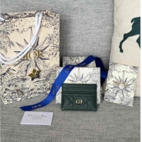 Good Product Dior Caro Freesia Card Holder in Supple Cannage Calfskin S5130 Dark Green 2025