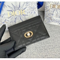 Best Price Dior Caro Freesia Card Holder in Supple Cannage Calfskin with Pearl S5130 Black 2025
