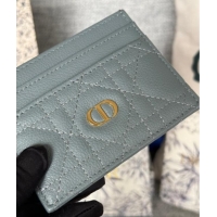 Top Quality Dior Caro Freesia Card Holder in Supple Cannage Calfskin S5130 Grey 2025