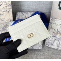 Buy Fashionable Dior Caro Freesia Card Holder in Supple Cannage Calfskin S5130 White 2025