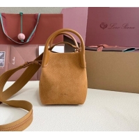 Well Crafted Loro Piana Micro Bale Bucket Bag in Grained Leather 0925 Nubuck Brown 2025