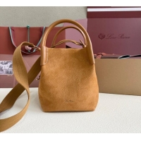 Promotional Loro Piana Small Bale Bucket Bag in Grained Leather 0925 Nubuck Brown 2025