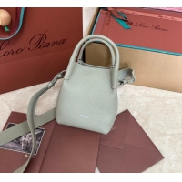New Design Loro Piana Small Bale Bucket Bag in Grained Calfskin Leather 0925 Dry Artemisia 2025
