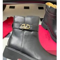 Popular Style Valentino VLogo Signature Ankle Boots in Calfskin Black VA082102