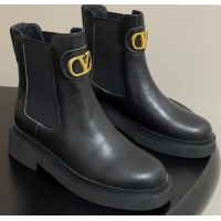Good Quality Valentino VLogo Signature Ankle Boots in Calfskin Black 2025 VA082103