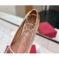 Best Product Valentino Preshoes Mary-Jane Ballerinas Flat with Jeweled Button in Nappa Leather Gold 0821009