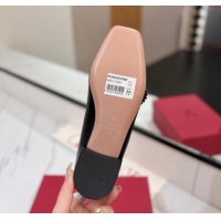 Pretty Style Valentino Preshoes Mary-Jane Ballerinas Flat with Jeweled Button in Nappa Leather Black 0821011