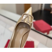 Low Price Valentino VLogo Signature Pumps 7.5cm in Calfskin Leather and Strass Gold VA082102