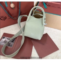 Promotional Loro Piana Small Bale Bucket Bag in Grained Calfskin Leather 0925 Mustard Green 2025