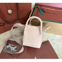 Cheap Price Loro Piana Small Bale Bucket Bag in Grained Calfskin Leather 0925 Marble Pink 2025