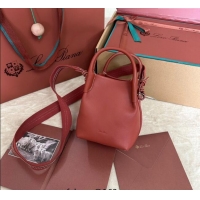 Good Taste Loro Piana Small Bale Bucket Bag in Smooth Calfskin Leather 0925 Red 2025