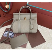 Top Design Loro Piana Loom Top Handle bag L25 in Nubuck and Calfskin Leather 0925 Grey 2025